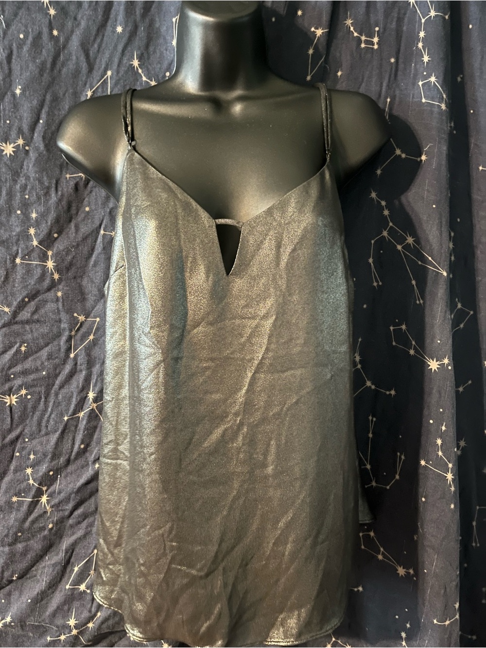Dynamite Black Satin V-Notch Slip Chemise